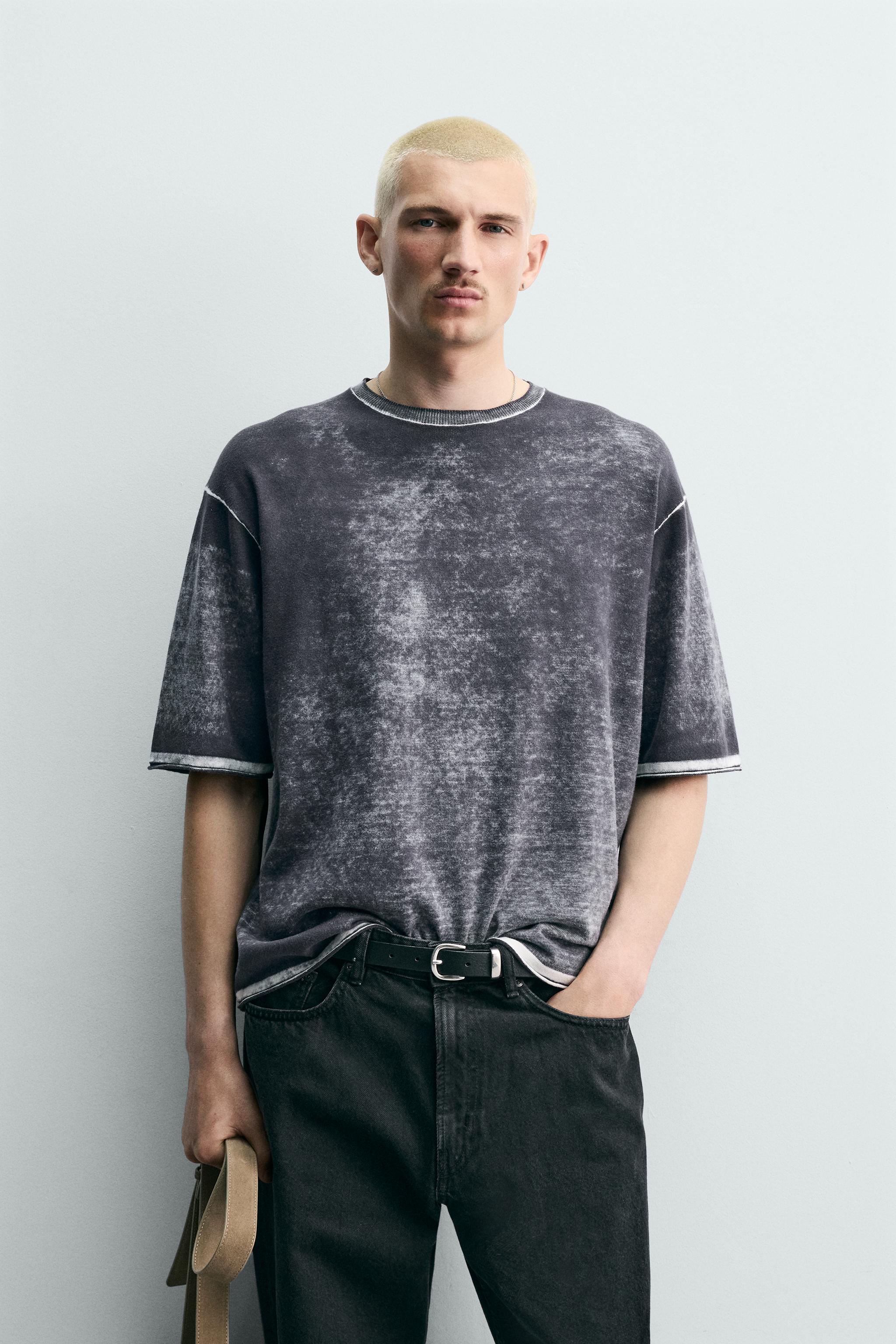 T-SHIRT EN MAILLE À IMPRIMÉ DÉLAVÉ